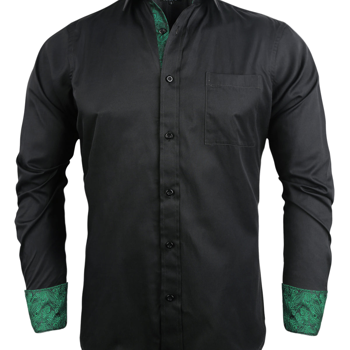 Men's Business Black Series Slim Fit Long Sleeve Patchwork Button-Down Dress Shirts