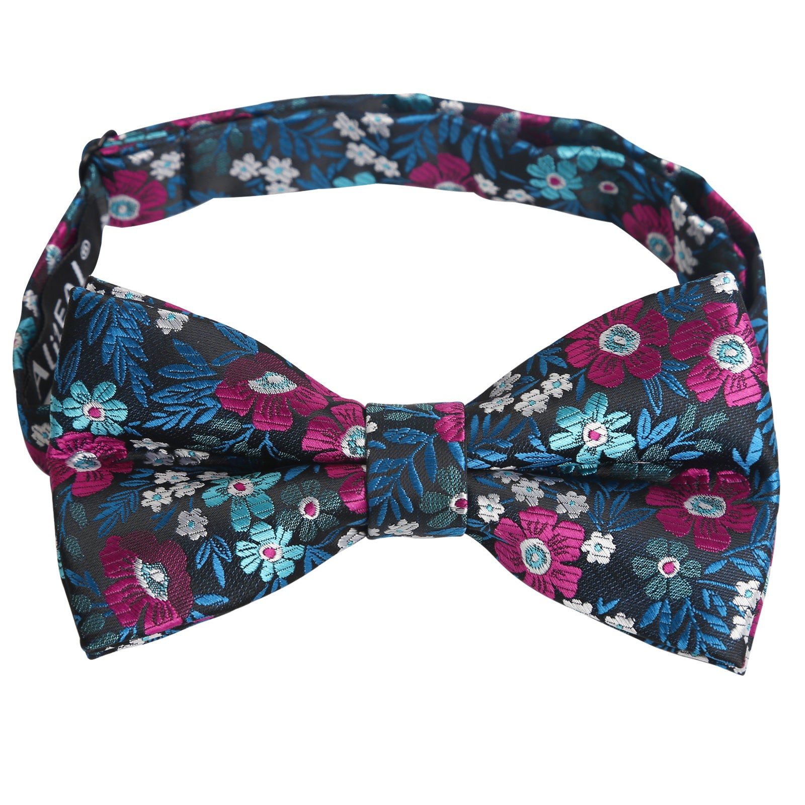 Men's Floral Pattern Pre-tied Bow Tie and Pocket Square and Cufflinks Set-006