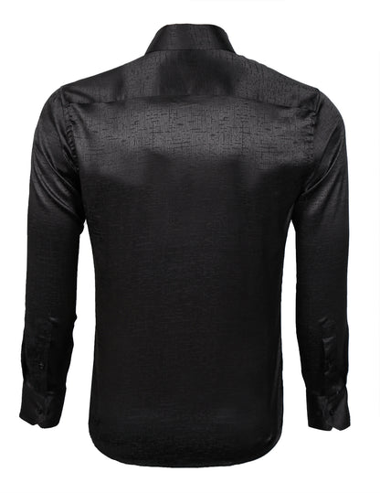 Alizeal Men's Business Shirt | Satin | Black, 008-Black