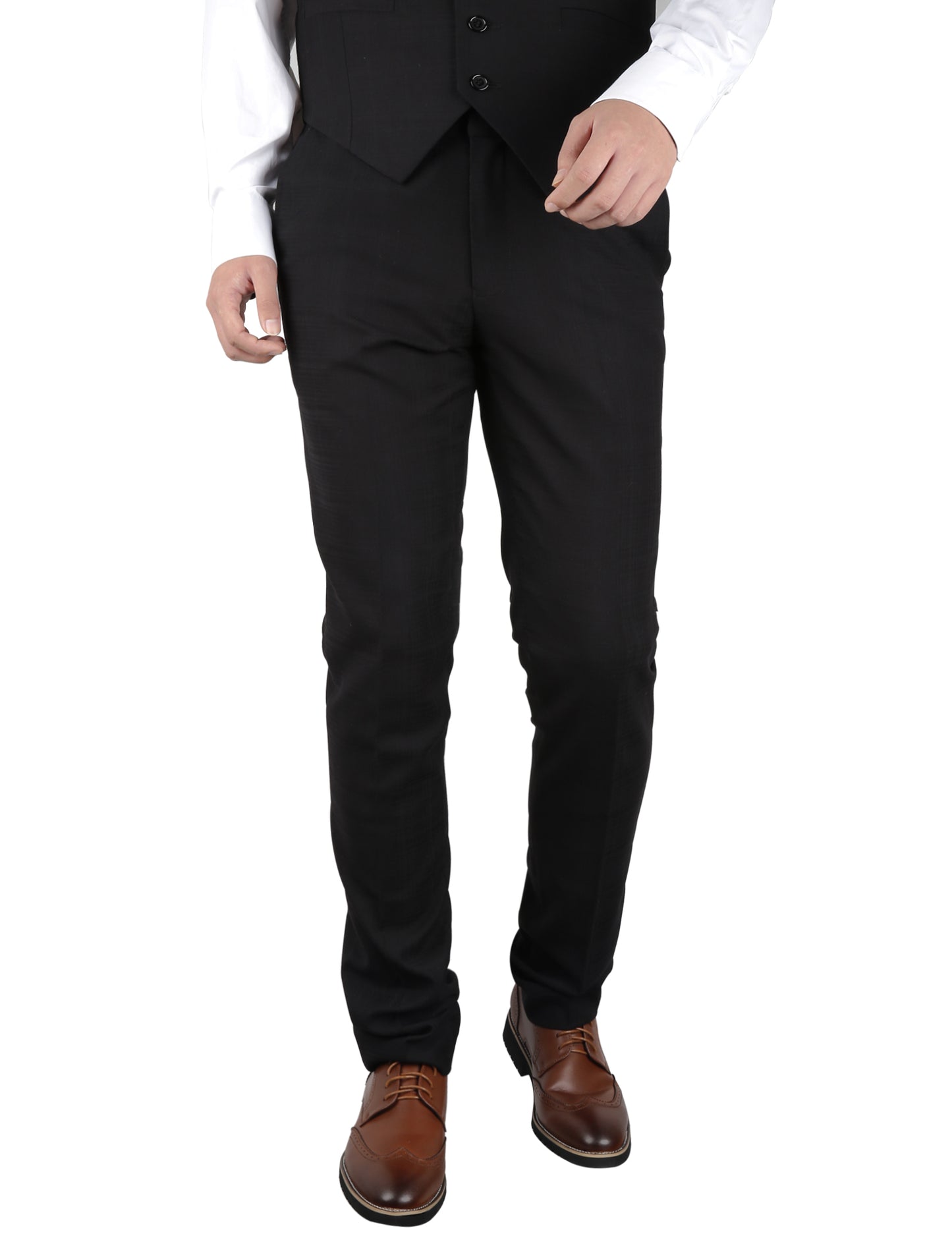 Alizeal Mens Plaid Dress Pants Hidden Expandable Waist Business Trousers Slim Fit, Black