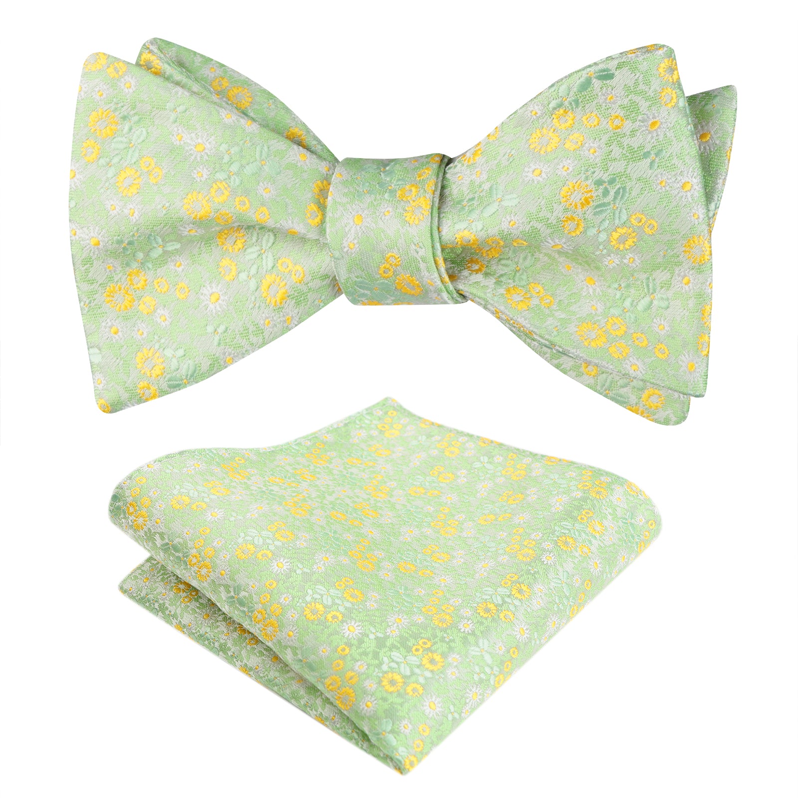 Men's Floral Pattern Self-tied Bow Tie with Pocket Square Colorful Tie Set-045
