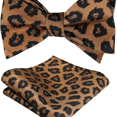 Flamingo Patterned SELF-TIED Bowtie and Hanky for Wedding-047