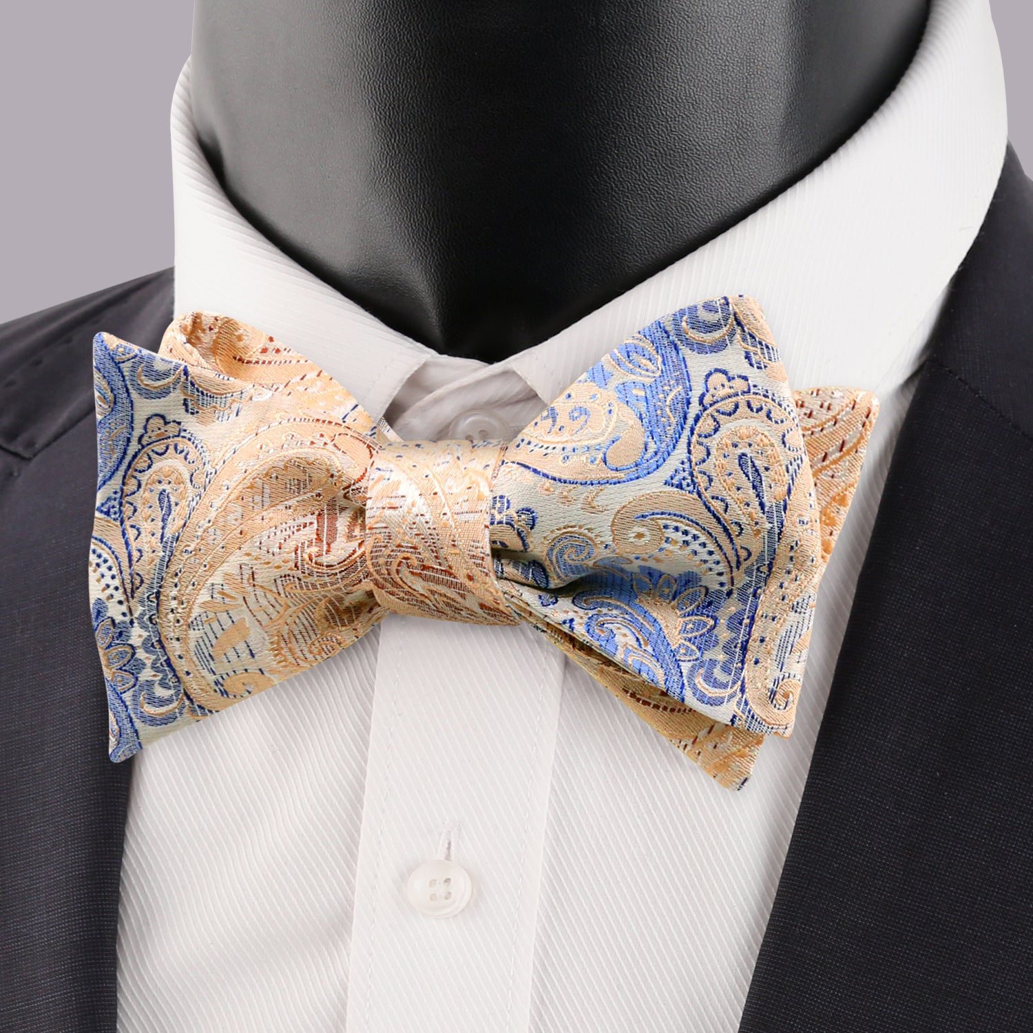 Men's Paisley Jacquard Self-Tie Bow Tie Pocket Square Set-051