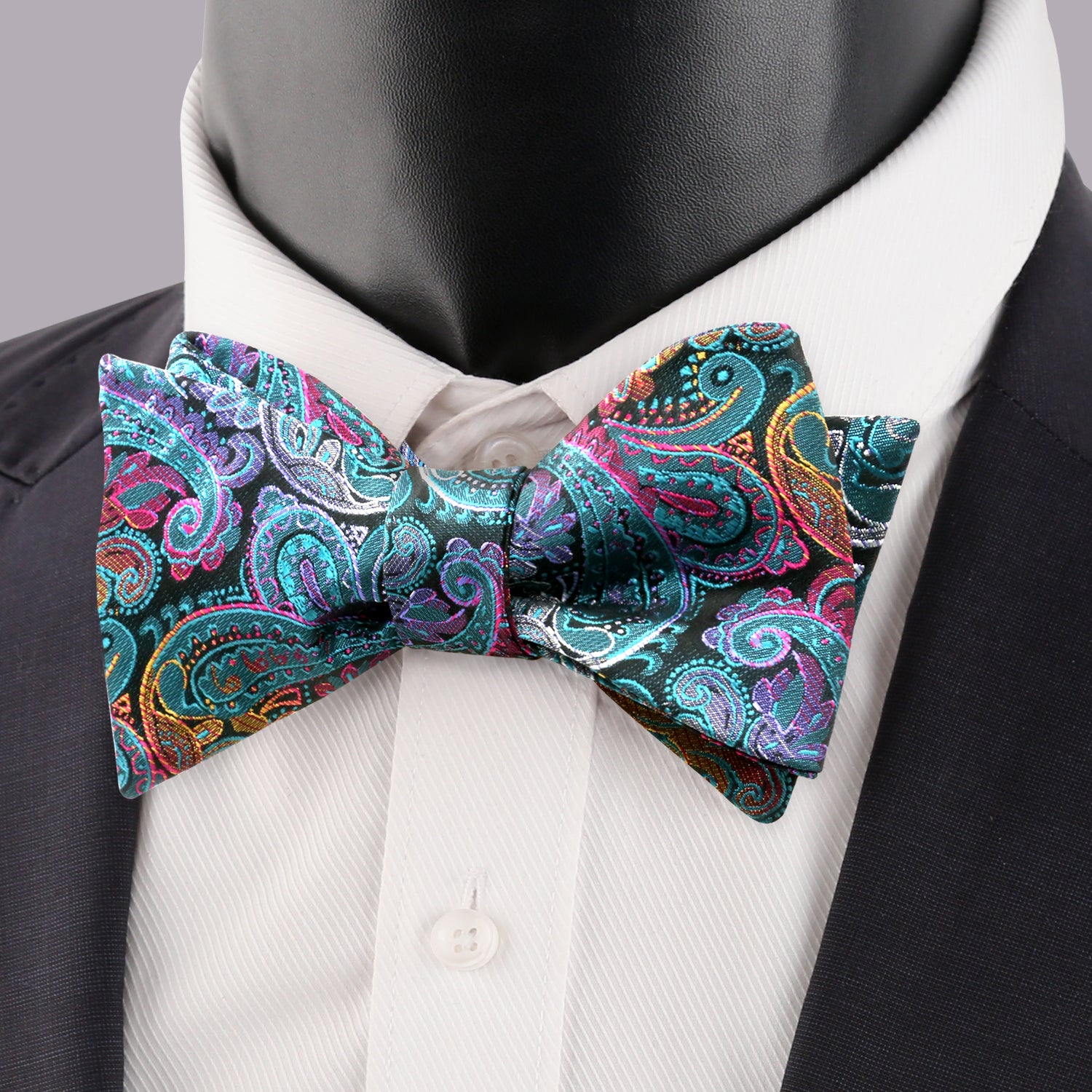 Men's Paisley Jacquard Self-Tie Bow Tie Pocket Square Set-051