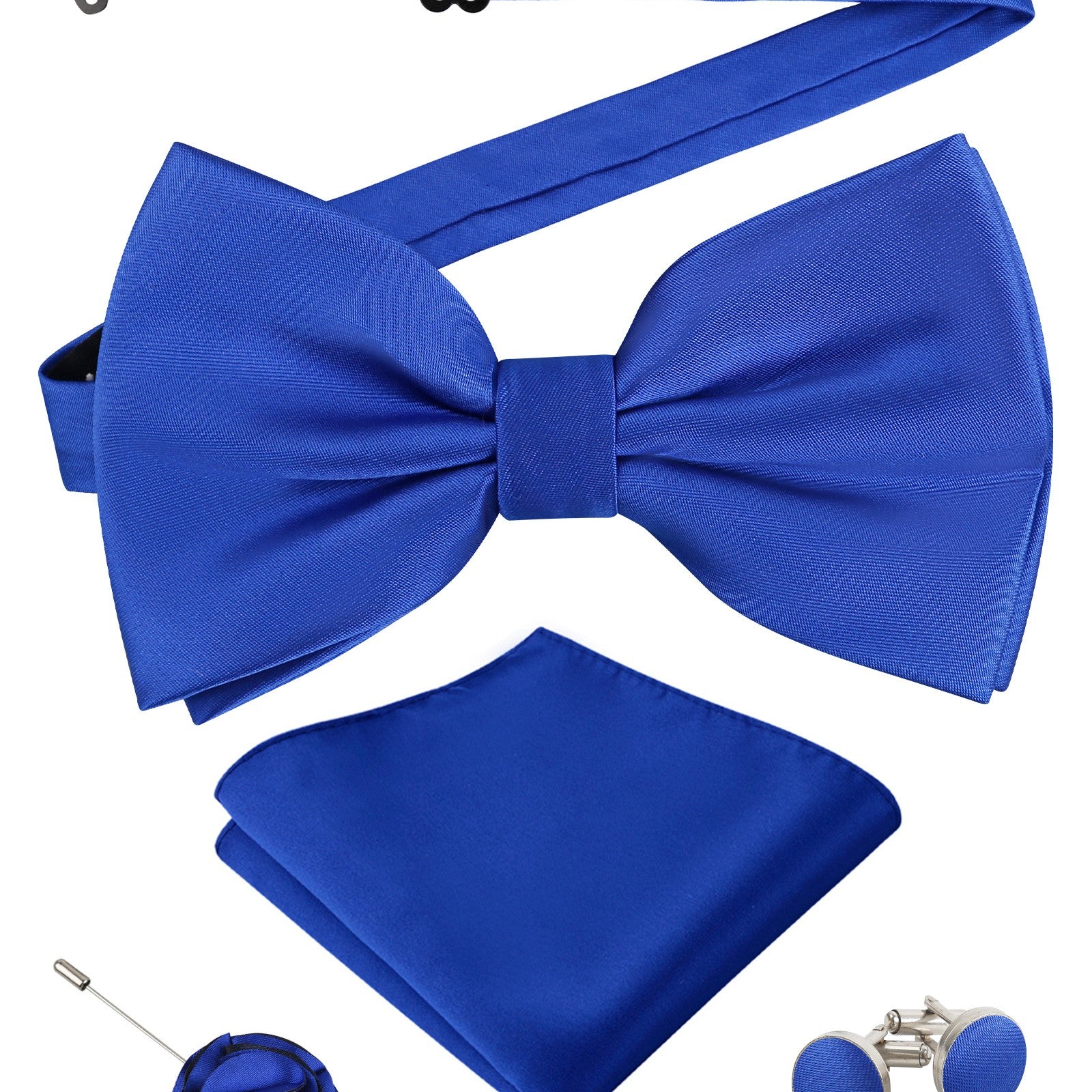Alizeal Mens 4Pcs Bow Tie Pocket Square Boutonniere Cufflinks Set-094