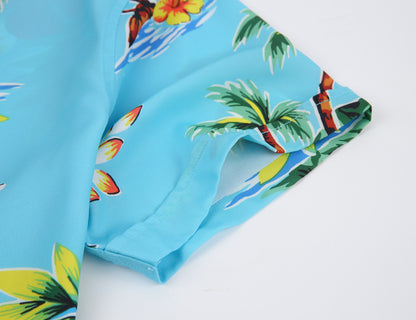 Alizeal Mens Hawaiian Short Sleeve Shirts Floral Casual Button Down Summer Aloha Beach Shirts, Blue (Floral)