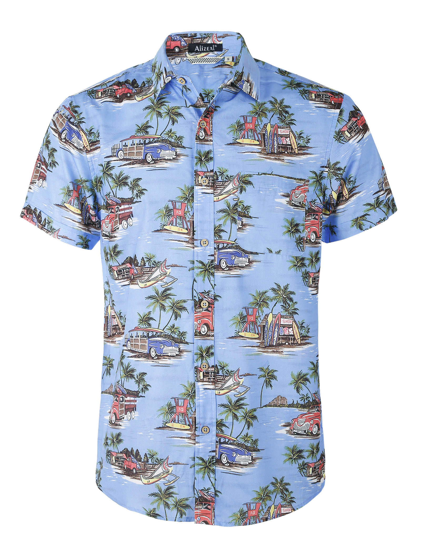 Alizeal Mens Hawaiian Short Sleeve Shirts Floral Casual Button Down Su