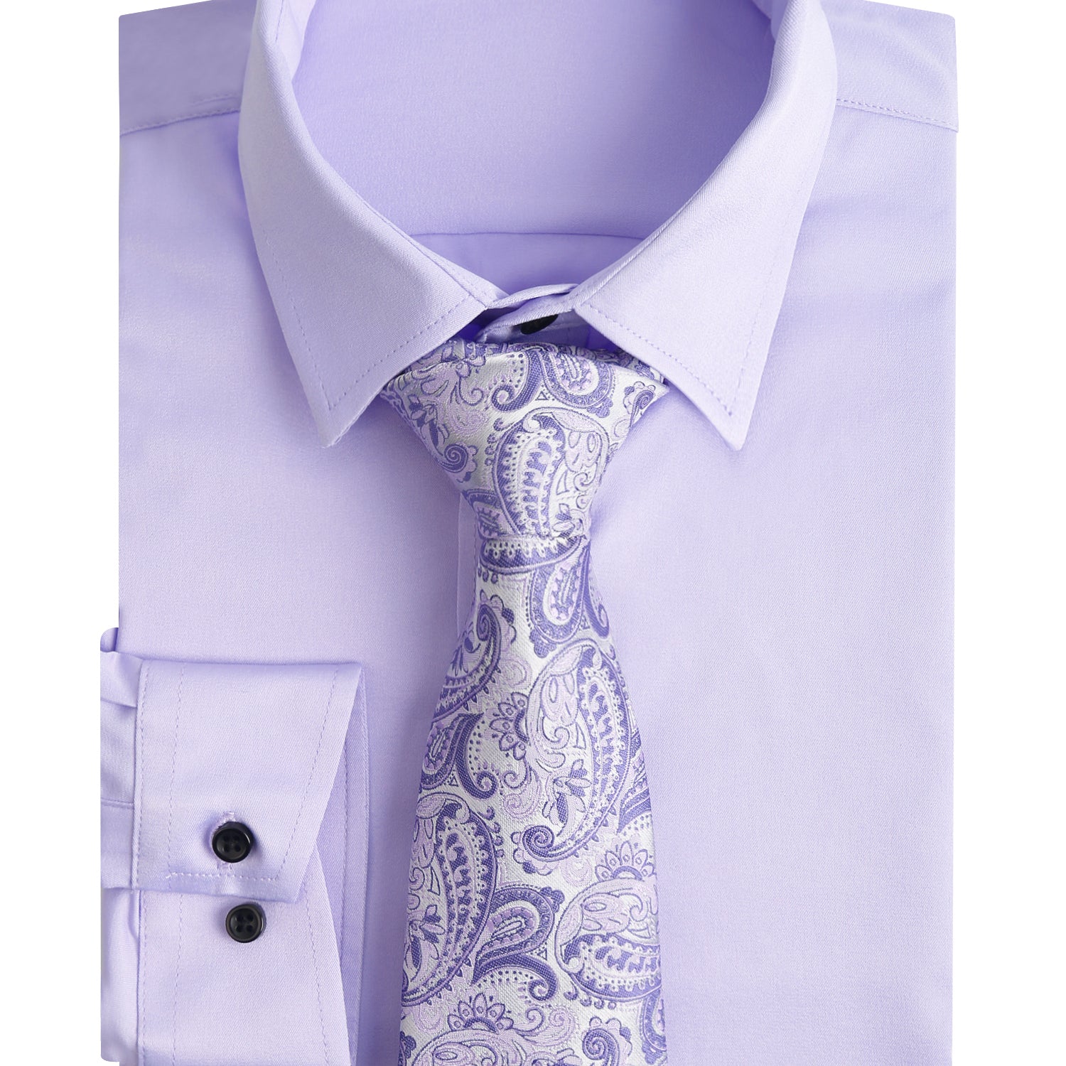 3pcs Mens Dress Shirt with Tie Pocket Square Set Classic Long Sleeve Shirts Matching Necktie Button Down Shirt-105