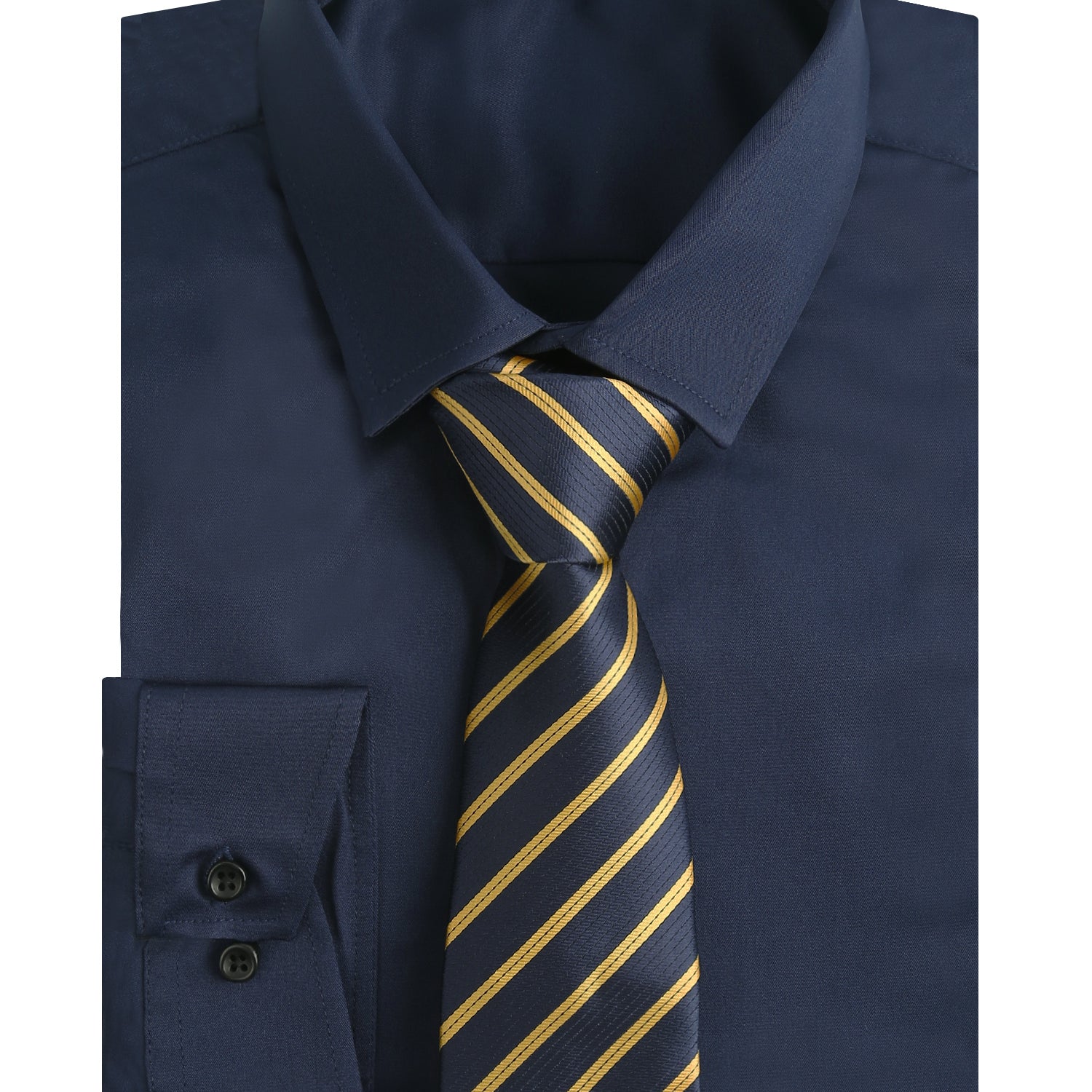 3pcs Mens Dress Shirt with Tie Pocket Square Set Classic Long Sleeve Shirts Matching Necktie Button Down Shirt-105