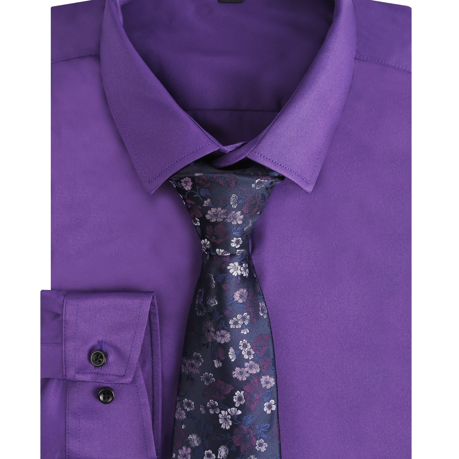 3pcs Mens Dress Shirt with Tie Pocket Square Set Classic Long Sleeve Shirts Matching Necktie Button Down Shirt-105