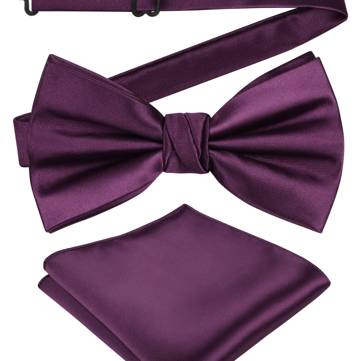 Alizeal Mens Elegant Solid Bow Tie with Pocket Square Set-108