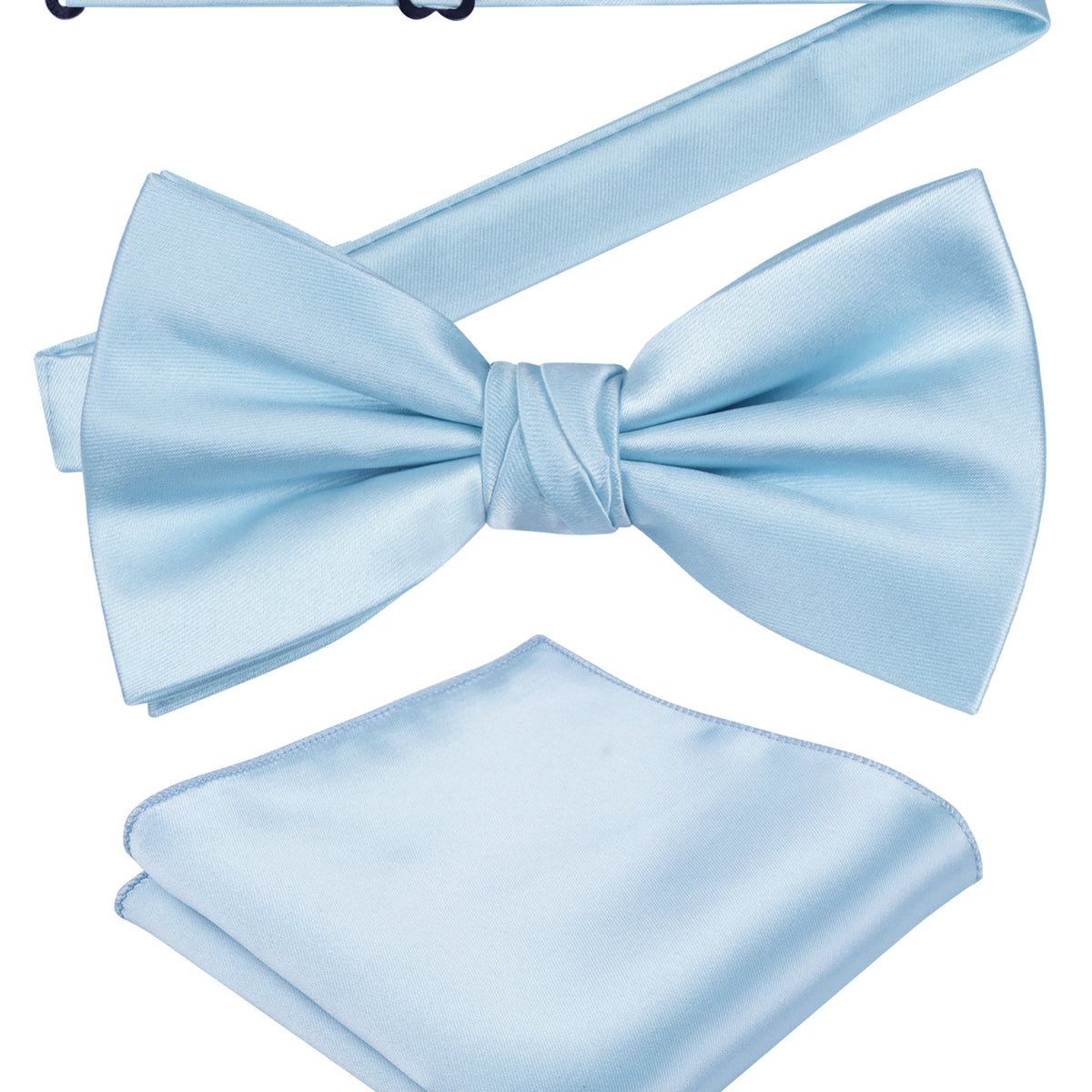 Alizeal Mens Elegant Solid Bow Tie with Pocket Square Set-108