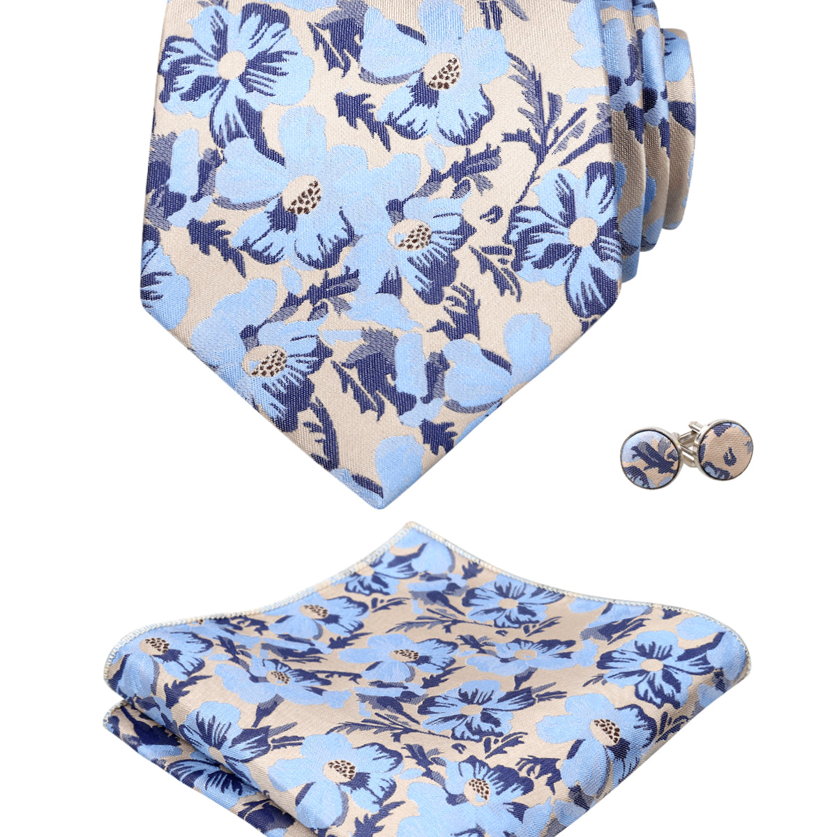 Mens Floral Printed Necktie Pocket Square Set #109