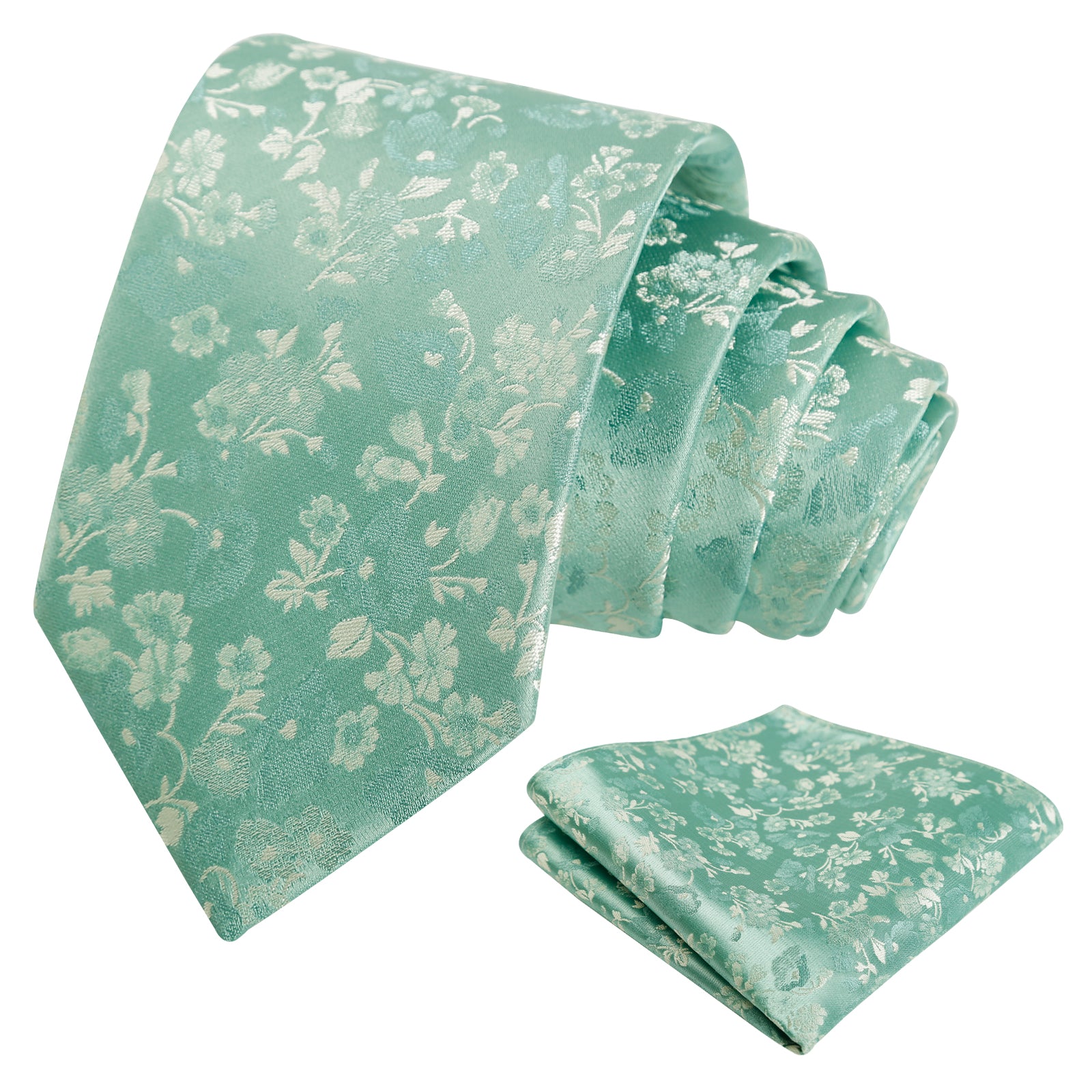 Herren-Krawatte mit Blumenmuster, 8 cm, mit Einstecktuch mit Blumenmuster, Set Nr. 109