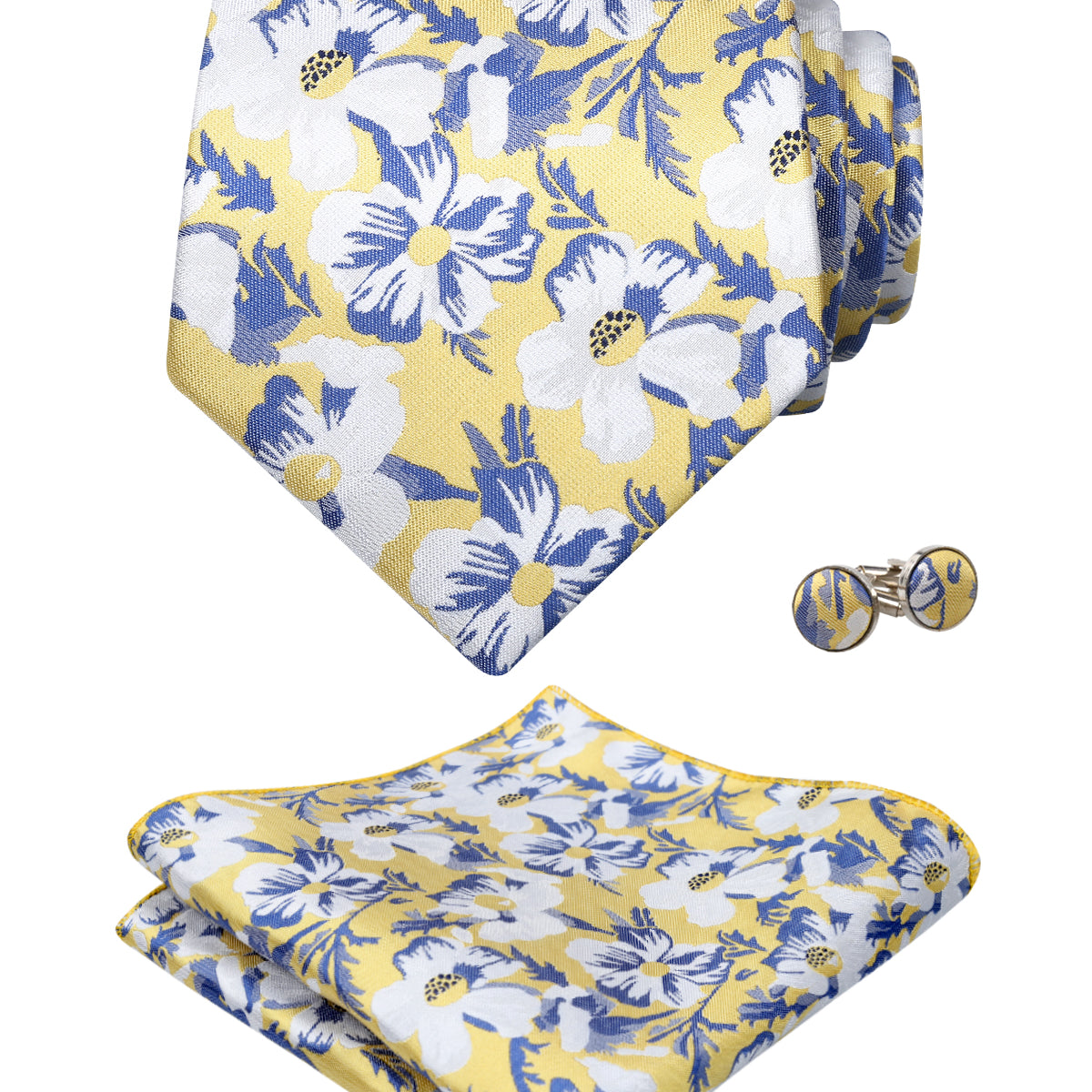 Mens Floral Printed Necktie Pocket Square Set #109