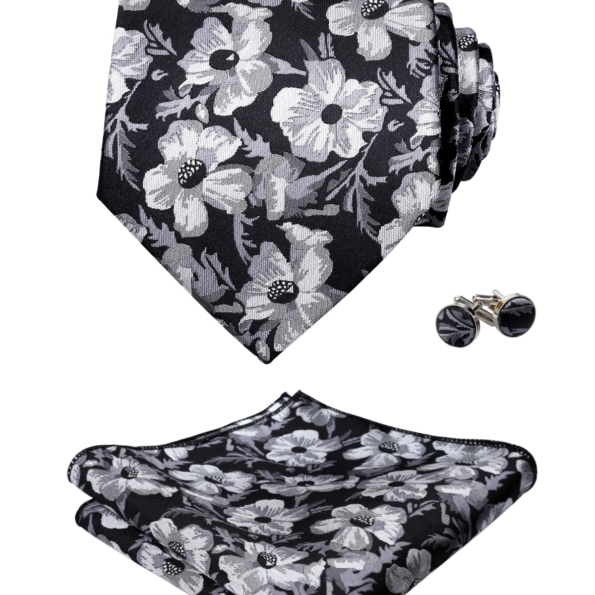 Mens Floral Printed Necktie Pocket Square Set #109