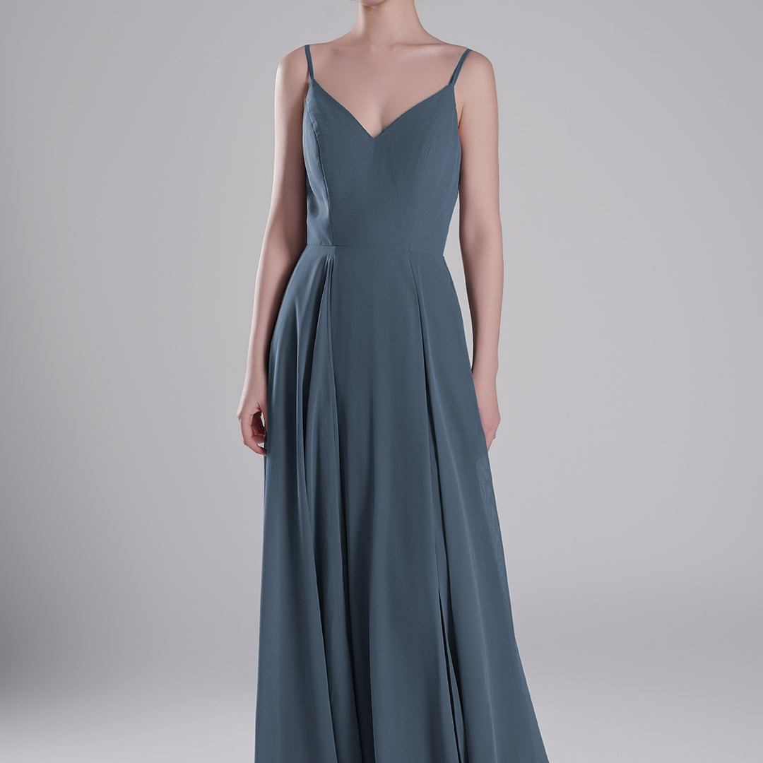V-Neck Low-Cut Back High Slit Sweeping Train Dresses