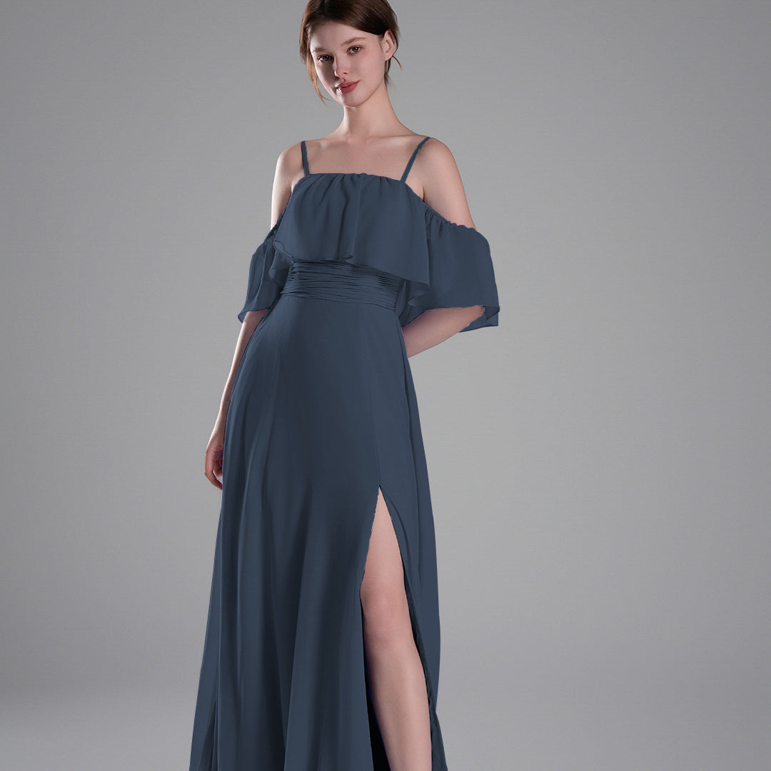 Adjustable Straps Off-Shoulder Ruffle Dresses