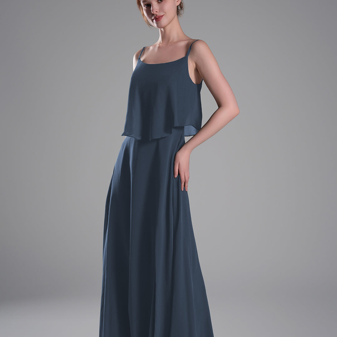 Spaghetti Straps FlowIing Hem Side Slits Dresses