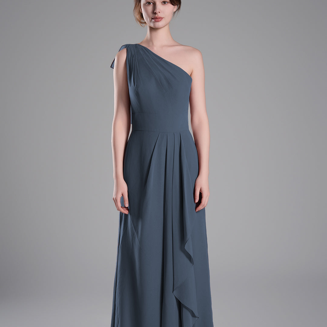 One-Shoulder Layered Drapes Flowing Mini Dresses