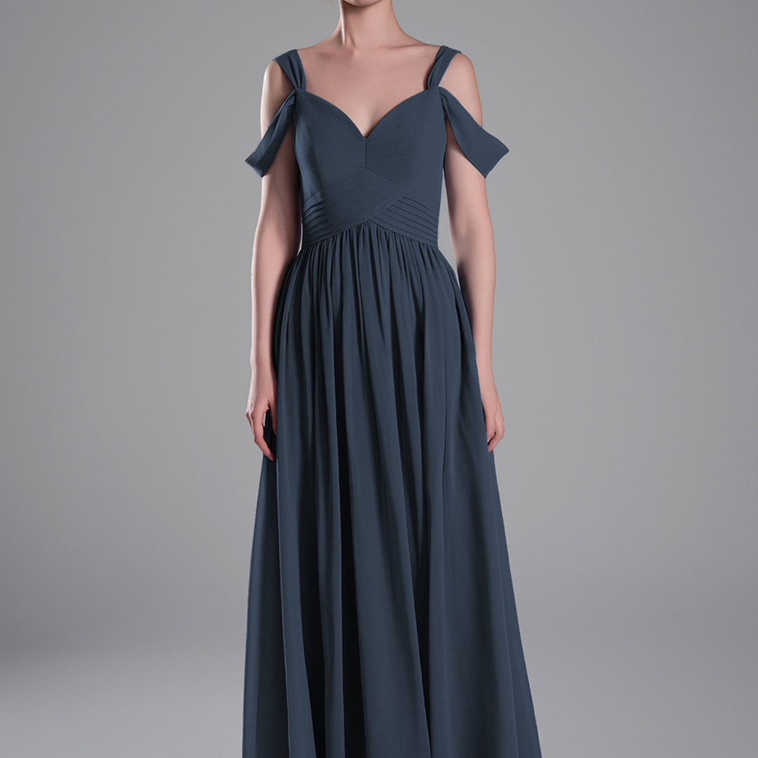 Off-Shoulder V-Neckline A-Line Flared Hem Dresses