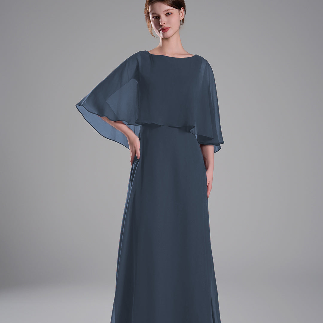 Draped Flutter Sleeves A Line Graceful Dresses