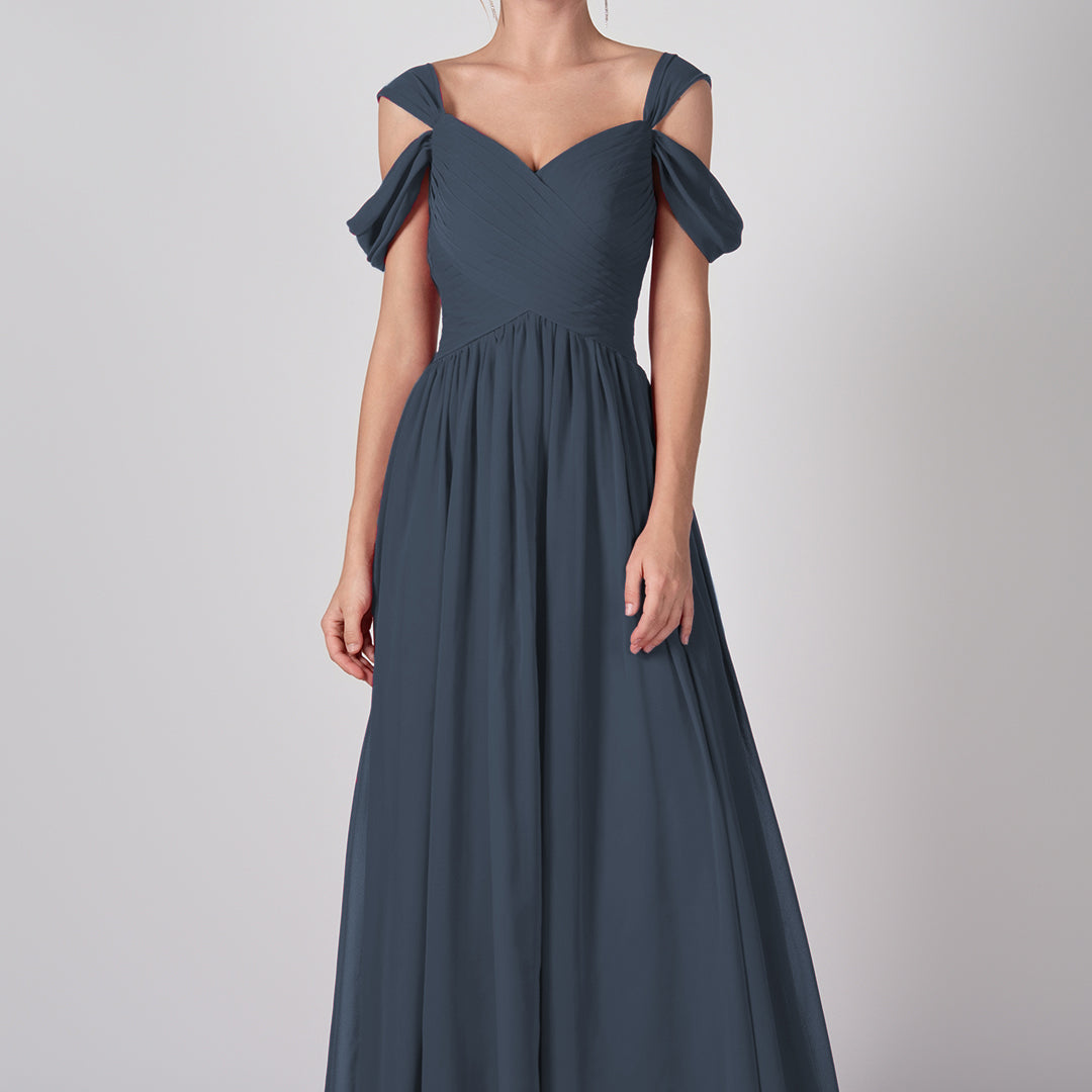 Drop Shoulder Pleated Chiffon Lace-up Dresses
