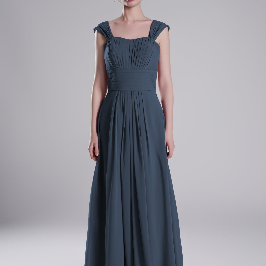 Sculpted Shoulders Pleated High Waist Dresses
