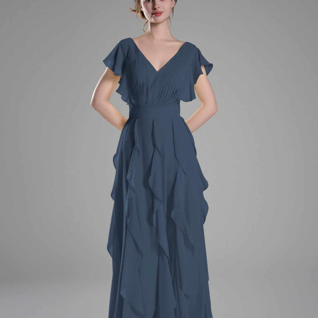 Flutter Sleeves Ruffle Detailing A-line Dresses