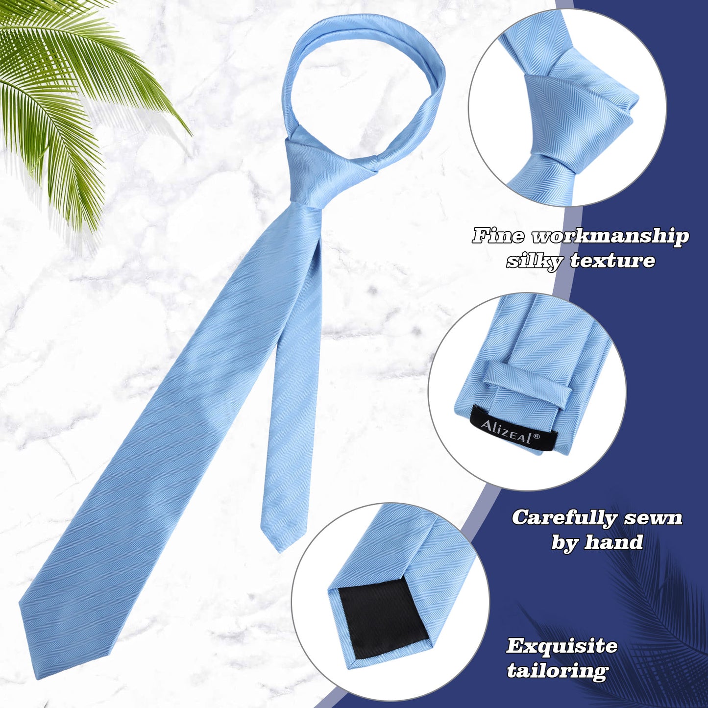 Men's Regular Tie, Handkerchief and Cufflinks Set for Formal Party Business Dress #114