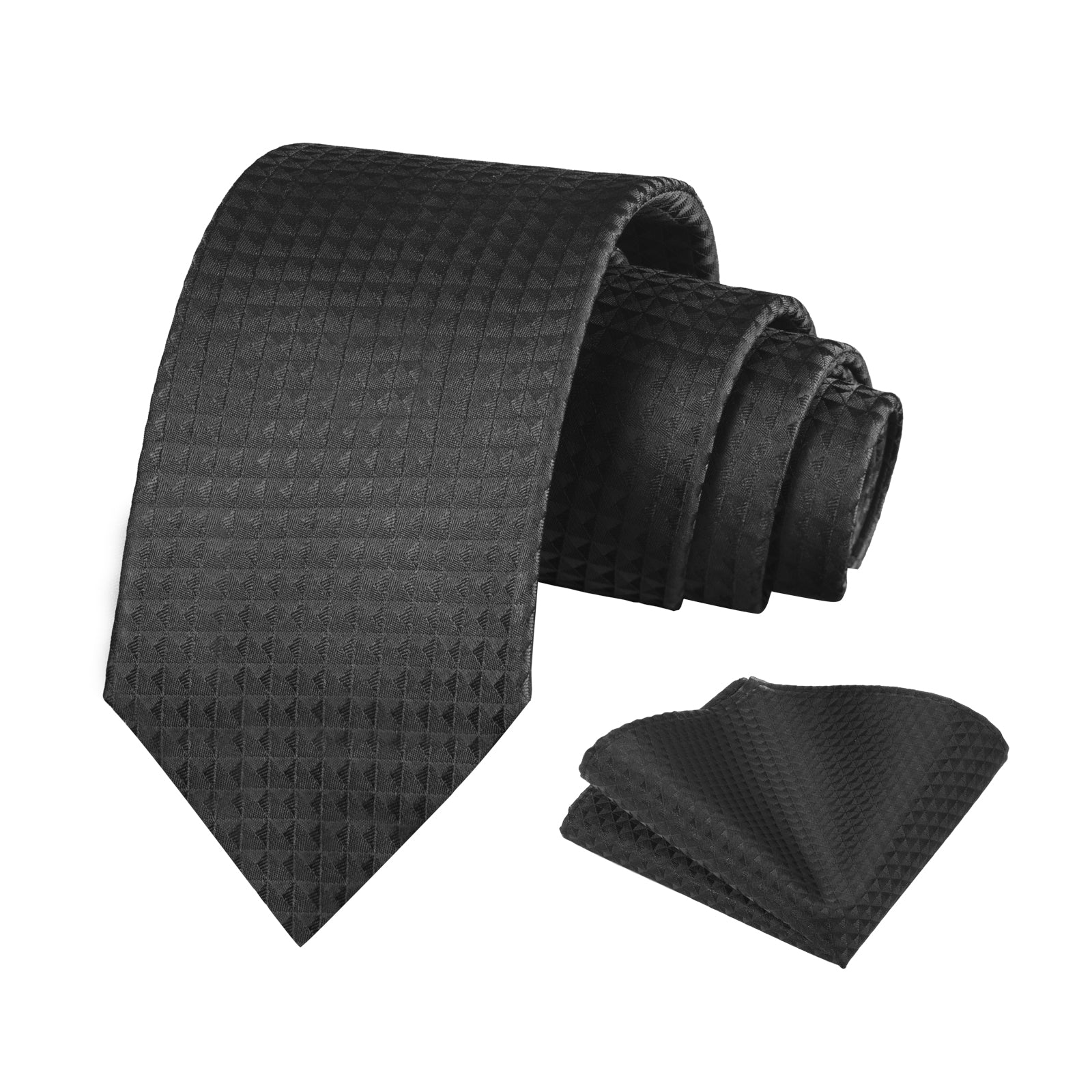 Mens Solid Color Necktie and Pocket Square for Business Formal Classic Elegant Check Tie and Hanky Set-115