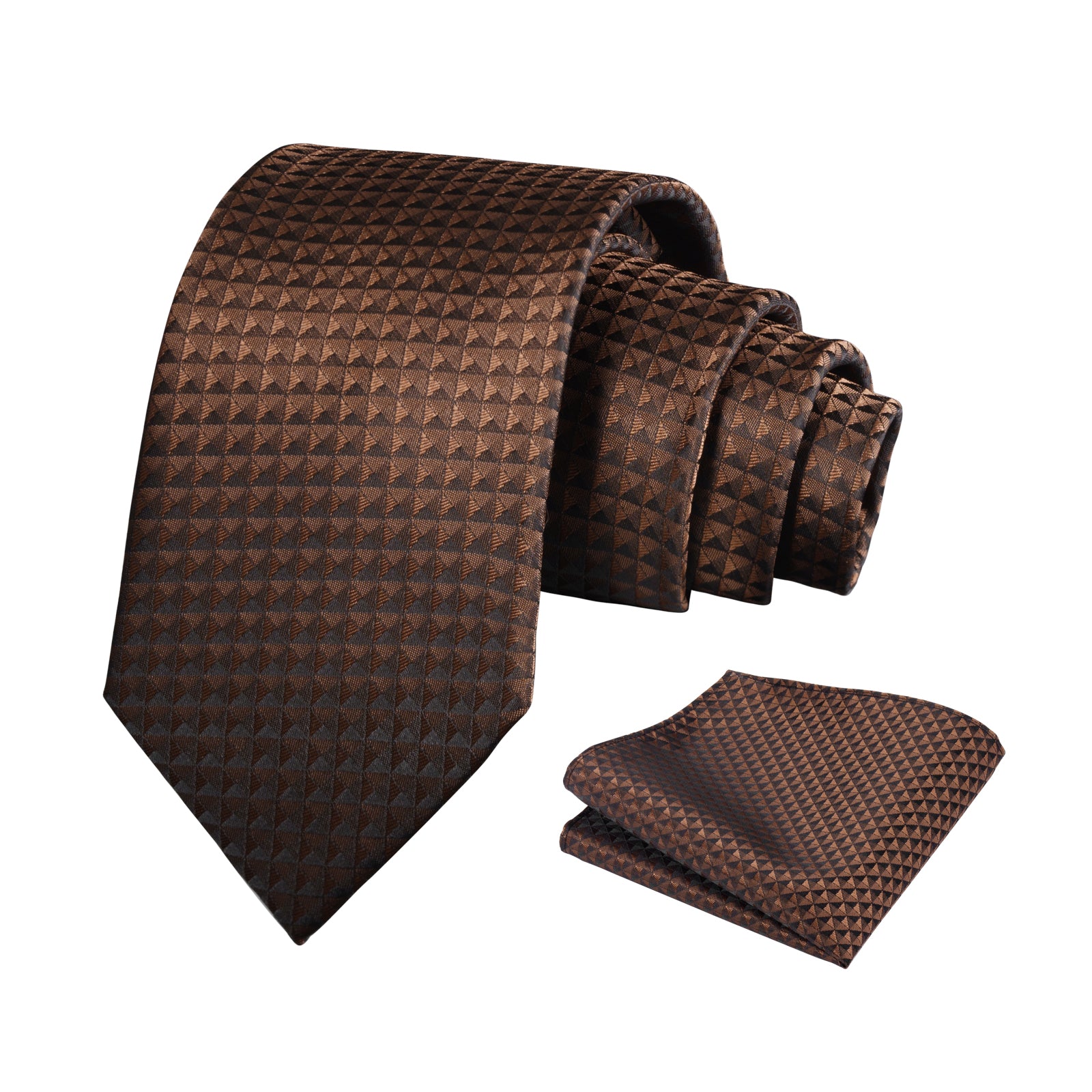 Mens Solid Color Necktie and Pocket Square for Business Formal Classic Elegant Check Tie and Hanky Set-115