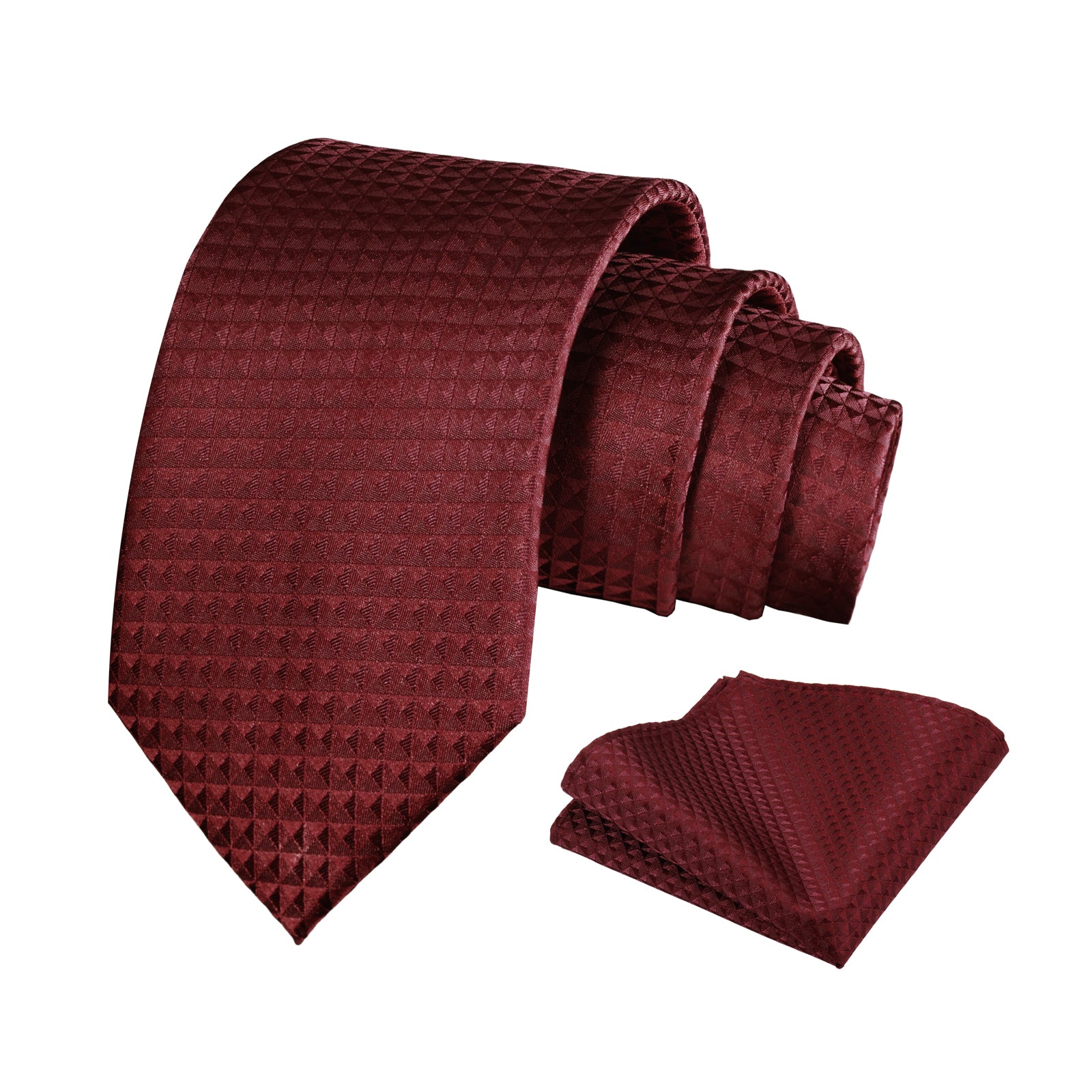 Mens Solid Color Necktie and Pocket Square for Business Formal Classic Elegant Check Tie and Hanky Set-115