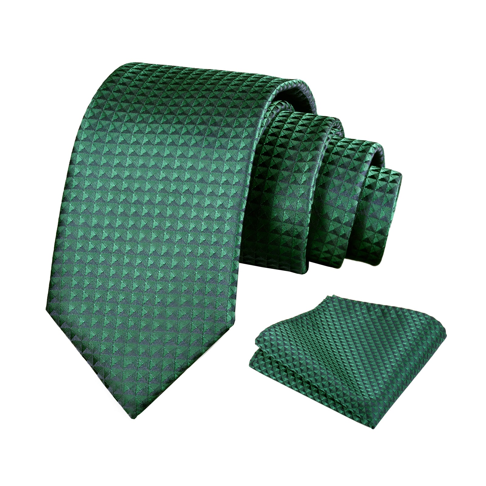 Mens Solid Color Necktie and Pocket Square for Business Formal Classic Elegant Check Tie and Hanky Set-115