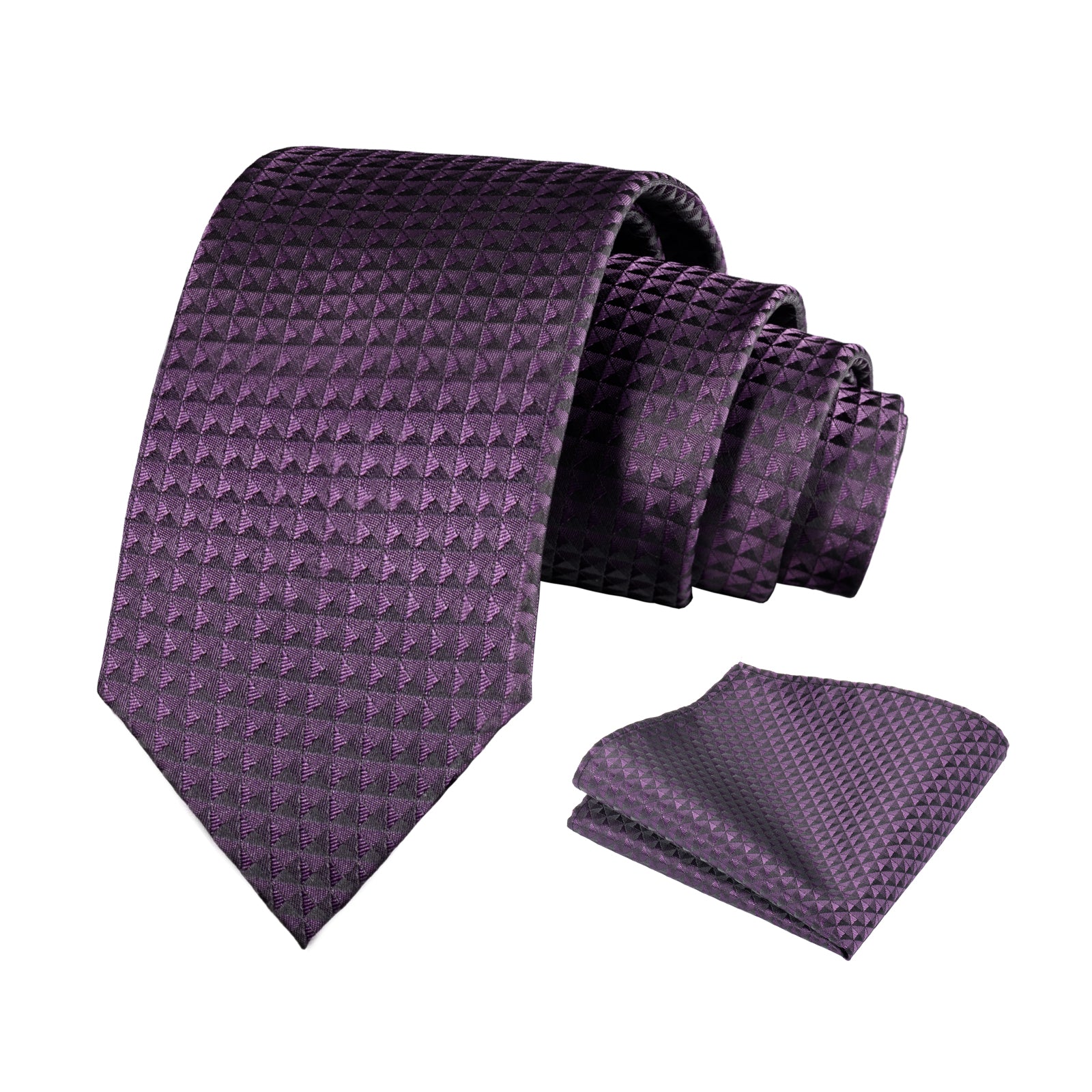 Mens Solid Color Necktie and Pocket Square for Business Formal Classic Elegant Check Tie and Hanky Set-115