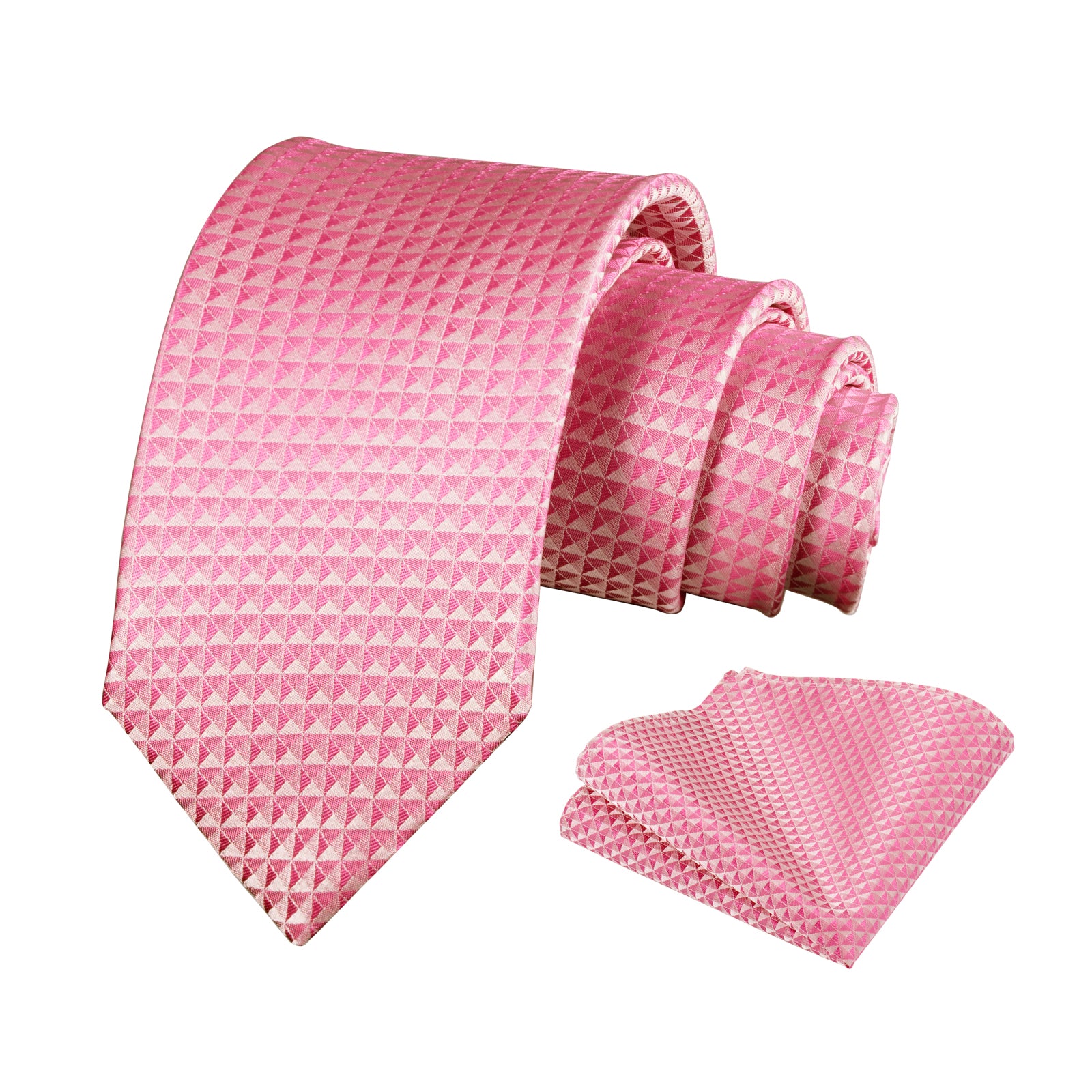 Mens Solid Color Necktie and Pocket Square for Business Formal Classic Elegant Check Tie and Hanky Set-115