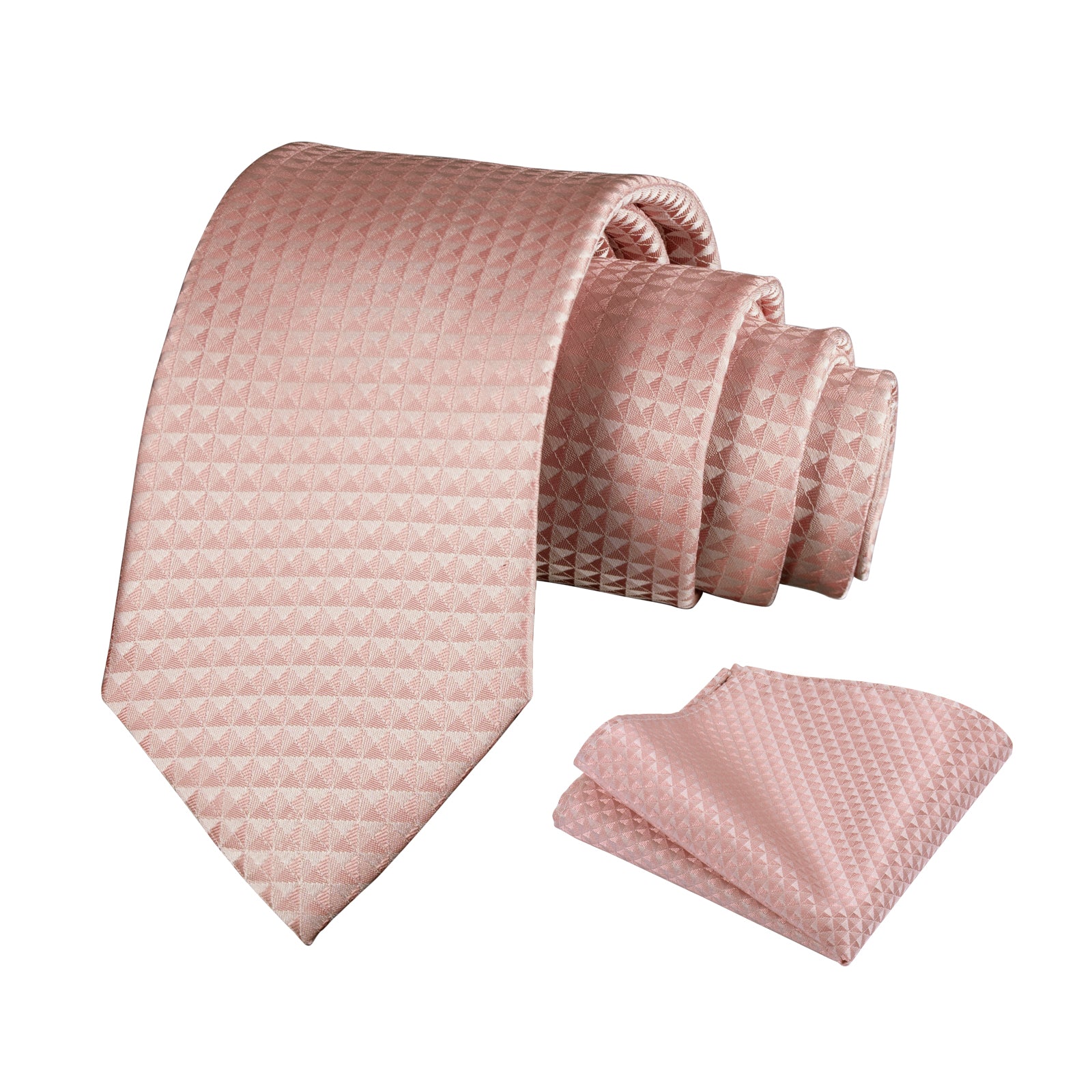 Mens Solid Color Necktie and Pocket Square for Business Formal Classic Elegant Check Tie and Hanky Set-115