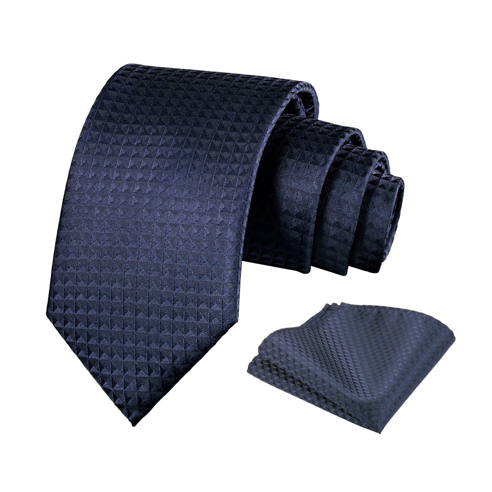 Mens Solid Color Necktie and Pocket Square for Business Formal Classic Elegant Check Tie and Hanky Set-115