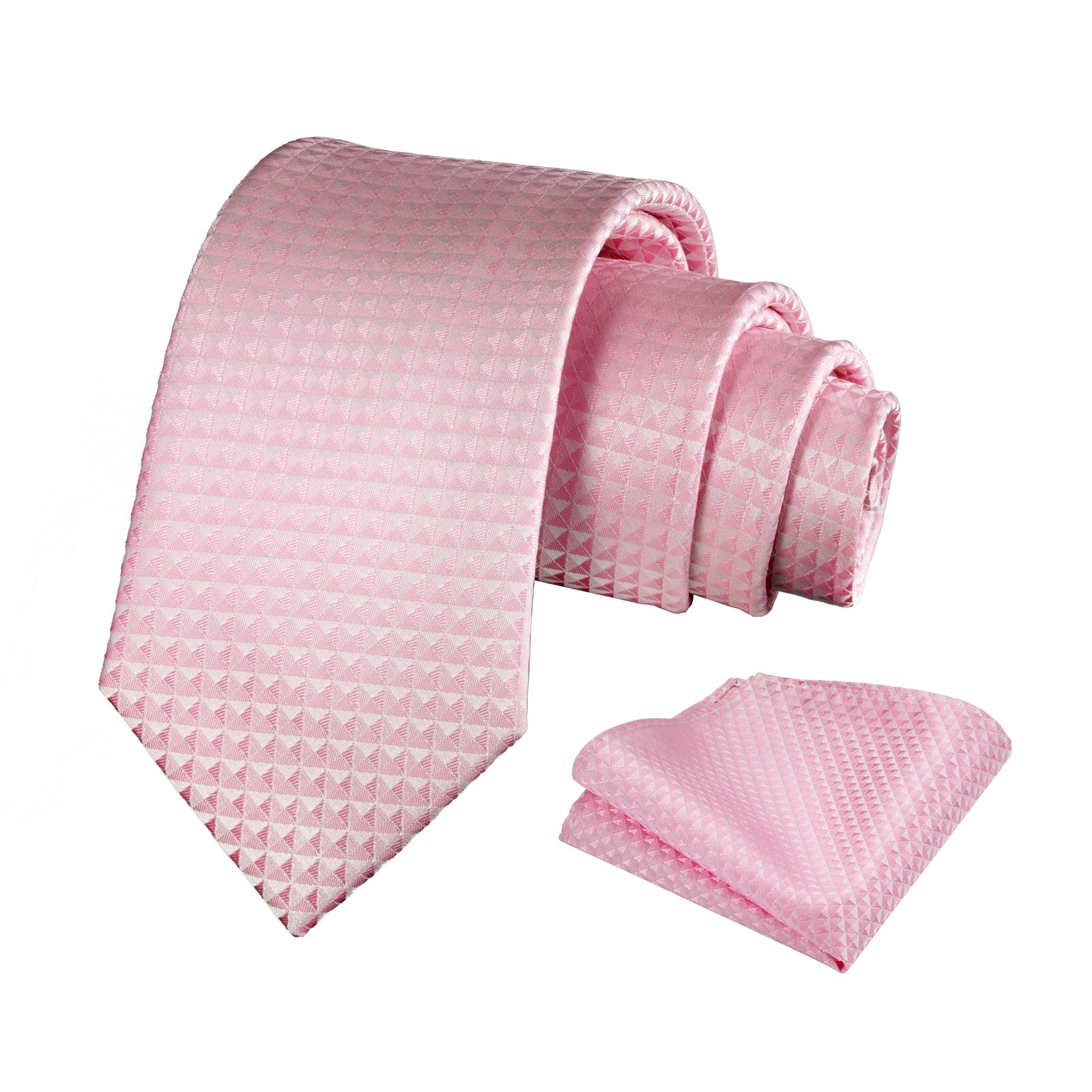 Mens Solid Color Necktie and Pocket Square for Business Formal Classic Elegant Check Tie and Hanky Set-115