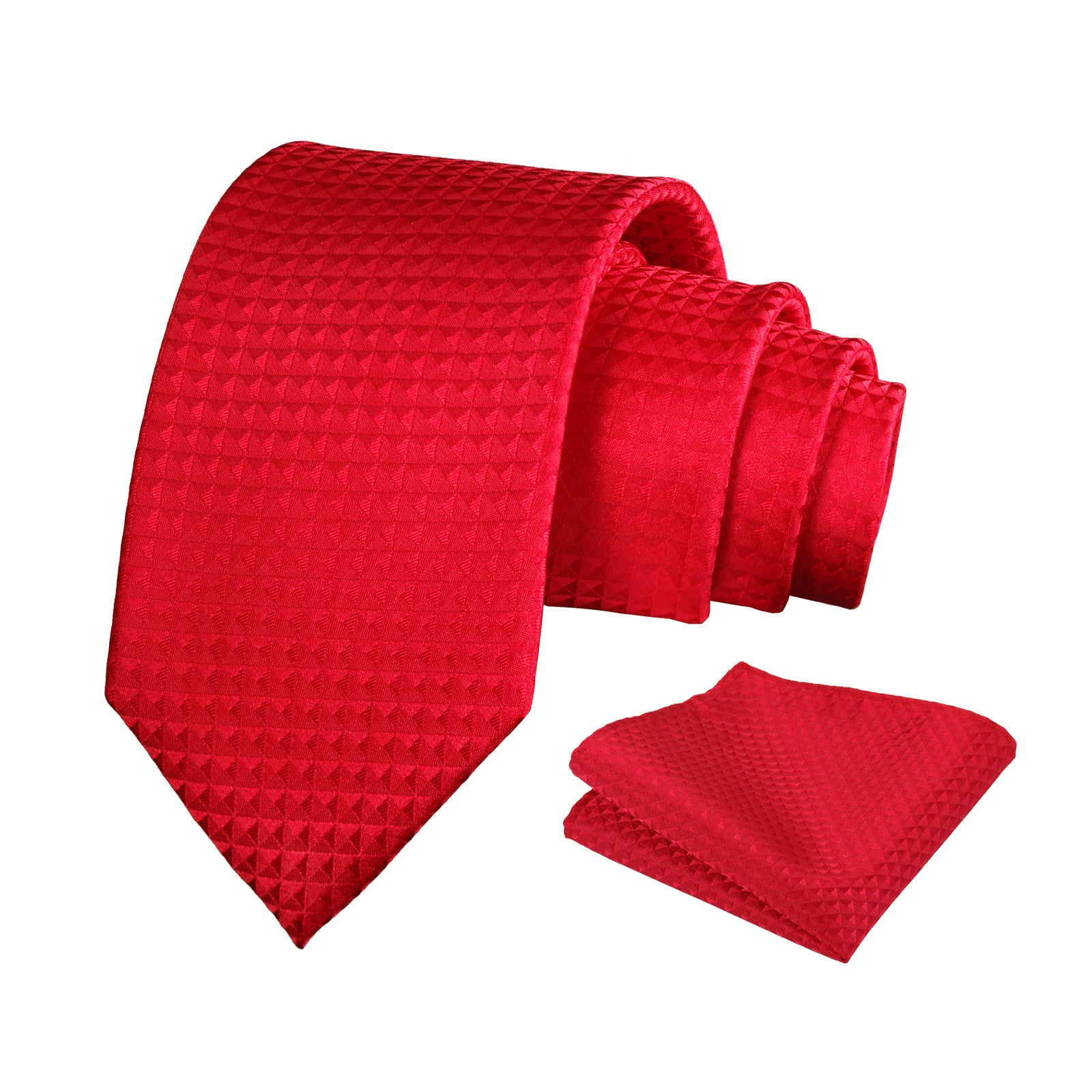 Mens Solid Color Necktie and Pocket Square for Business Formal Classic Elegant Check Tie and Hanky Set-115