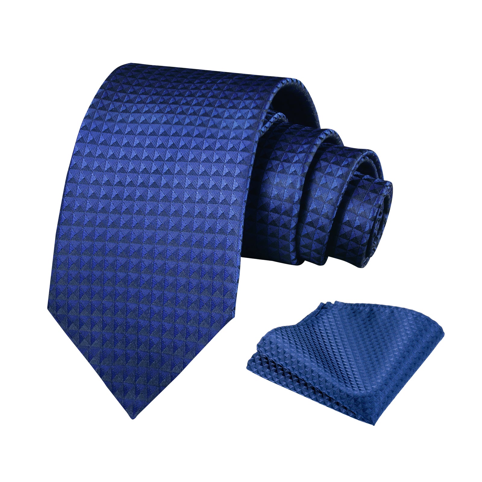 Mens Solid Color Necktie and Pocket Square for Business Formal Classic Elegant Check Tie and Hanky Set-115