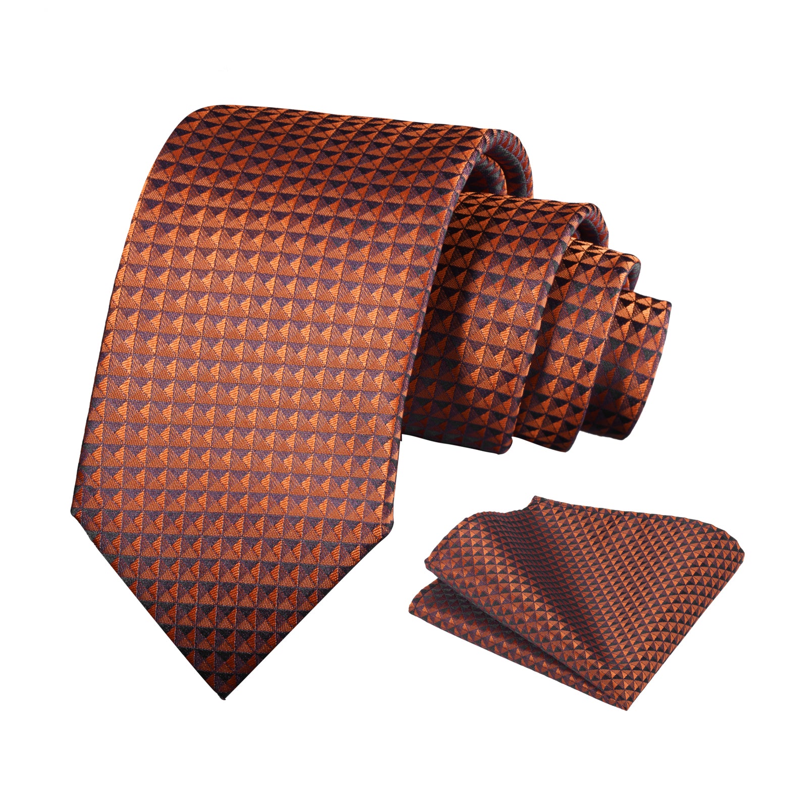 Mens Solid Color Necktie and Pocket Square for Business Formal Classic Elegant Check Tie and Hanky Set-115