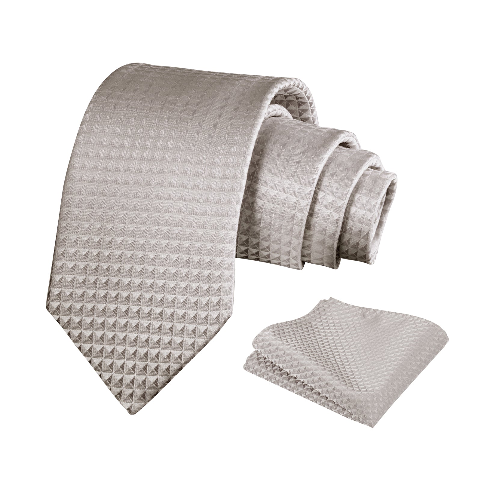 Mens Solid Color Necktie and Pocket Square for Business Formal Classic Elegant Check Tie and Hanky Set-115