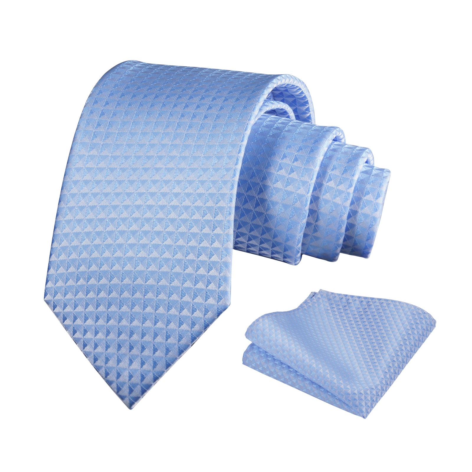 Mens Solid Color Necktie and Pocket Square for Business Formal Classic Elegant Check Tie and Hanky Set-115