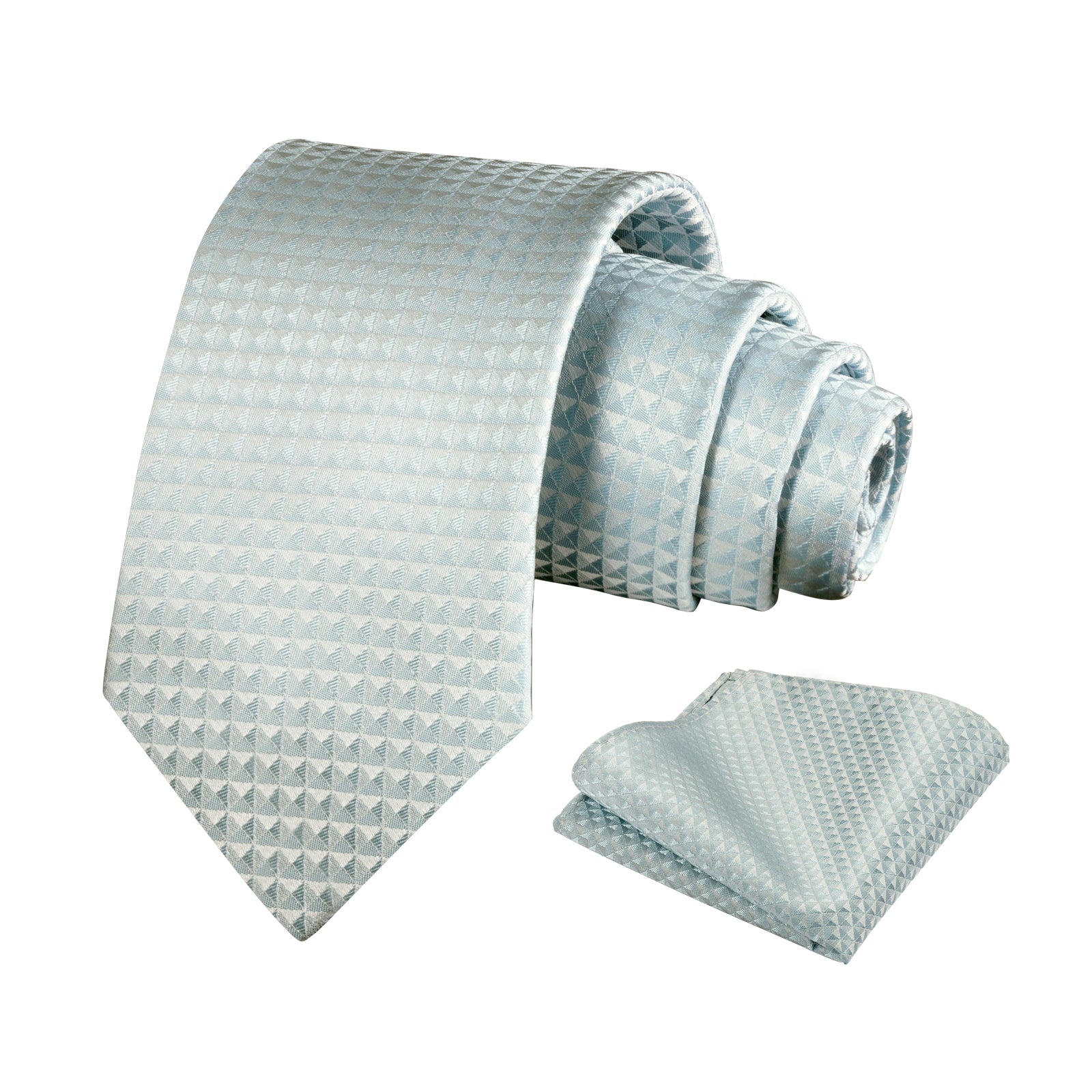 Mens Solid Color Necktie and Pocket Square for Business Formal Classic Elegant Check Tie and Hanky Set-115