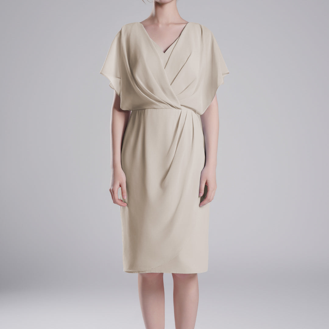 V-Neck Flowy Butterfly Sleeves Asymmetrical Wrap Dresses