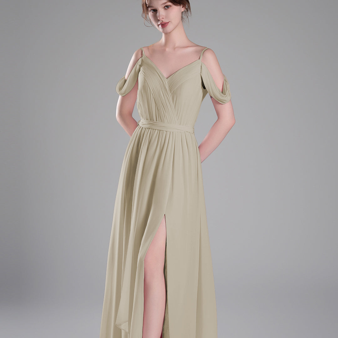 Off-Shoulder Adjustable Waist Tie Pleated Dresses