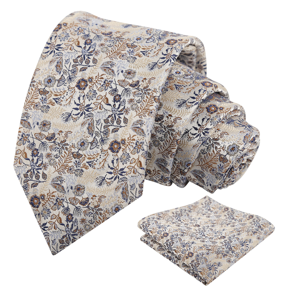 Mens Fresh Ditsy Floral Tie Set with Pocket Square for Spring Events-930