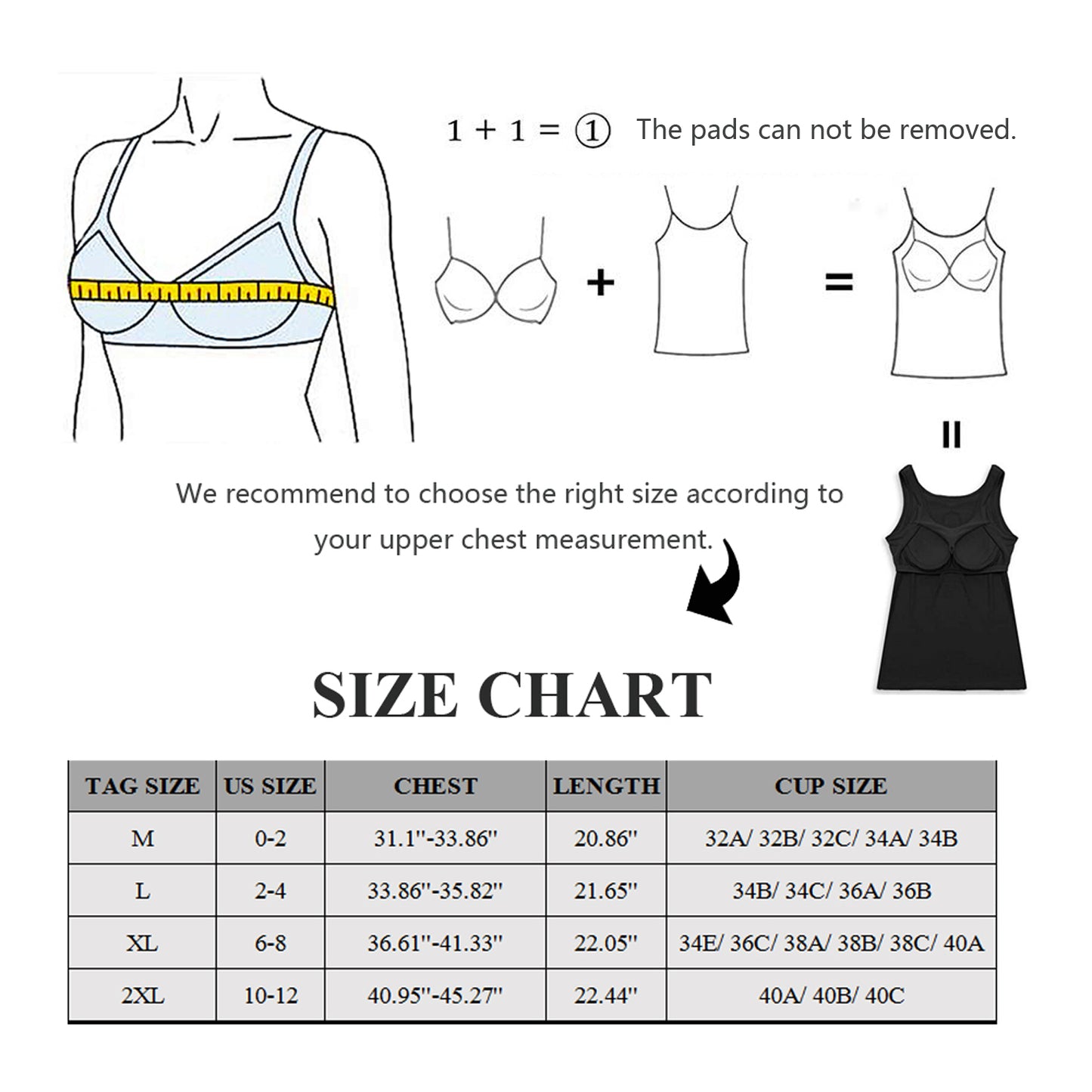Women'S Tank Tops Camisole with Shelf Bra Wide Strap Camis Vest Tops, 1205-07