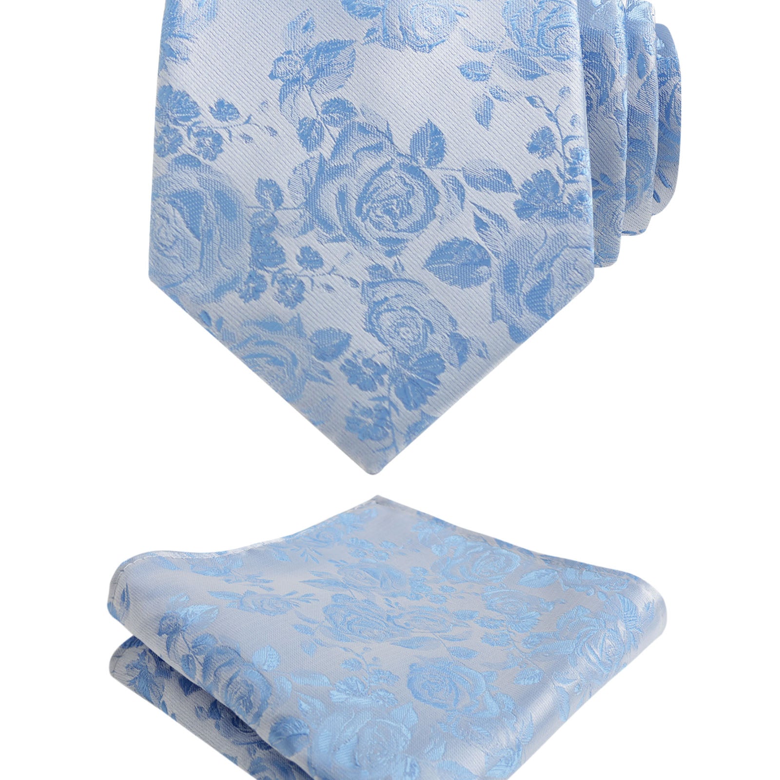 Men's 3.15inches Rose Pattern Necktie With Floral Handkerchief Set-125